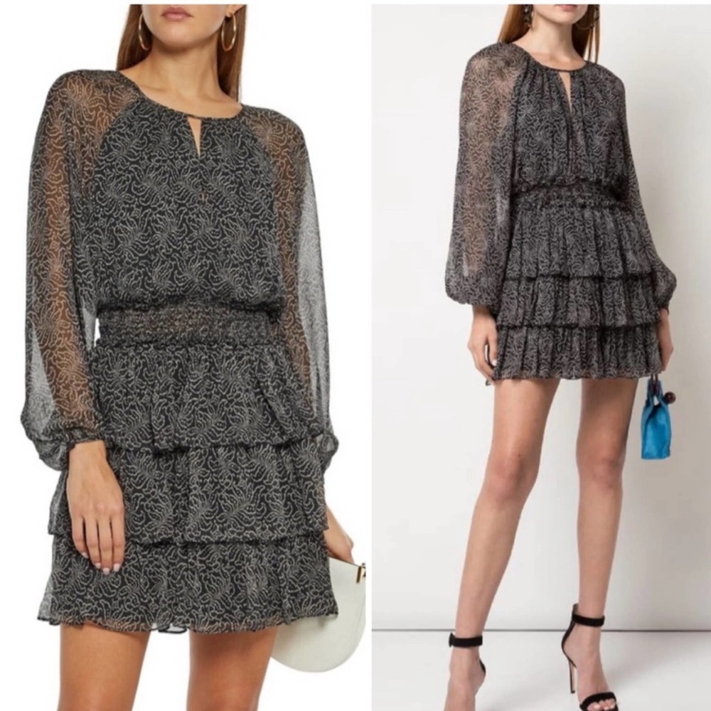 Cinq A Sept Annabel Silk Tiered Dress Sz 6 EUC